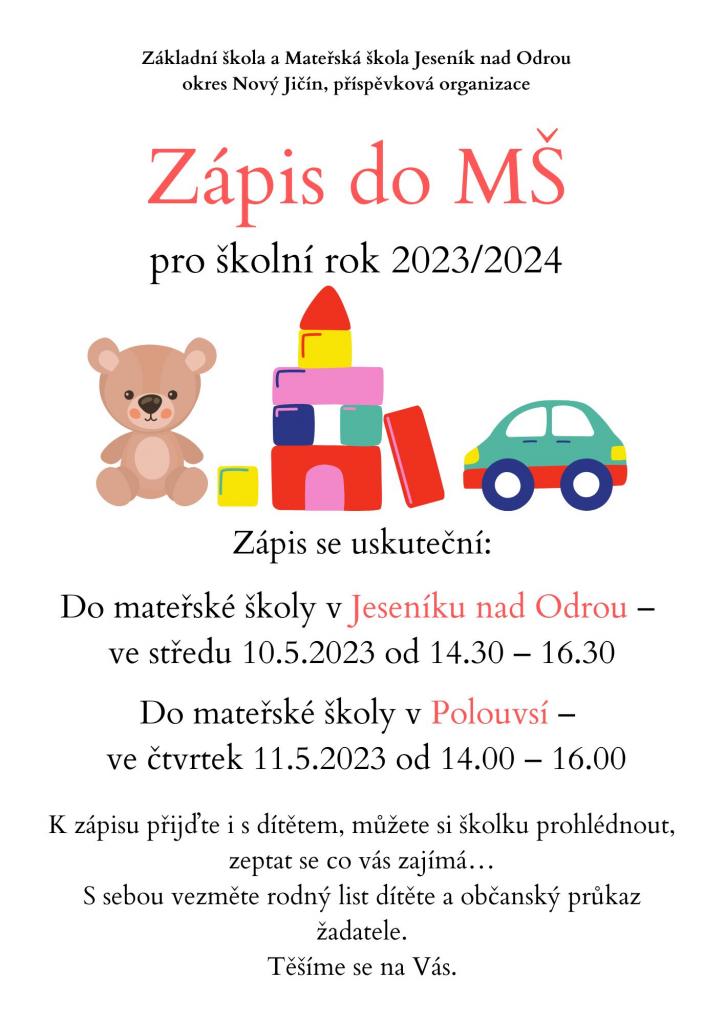 Zápis do&nbsp;MŠ